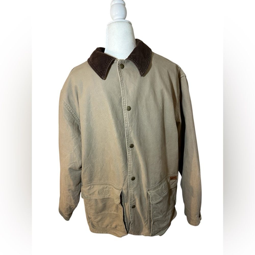 Vintage Woolrich Plaid Wool Blanket Lined Duck Canvas Chore Coat Size XL